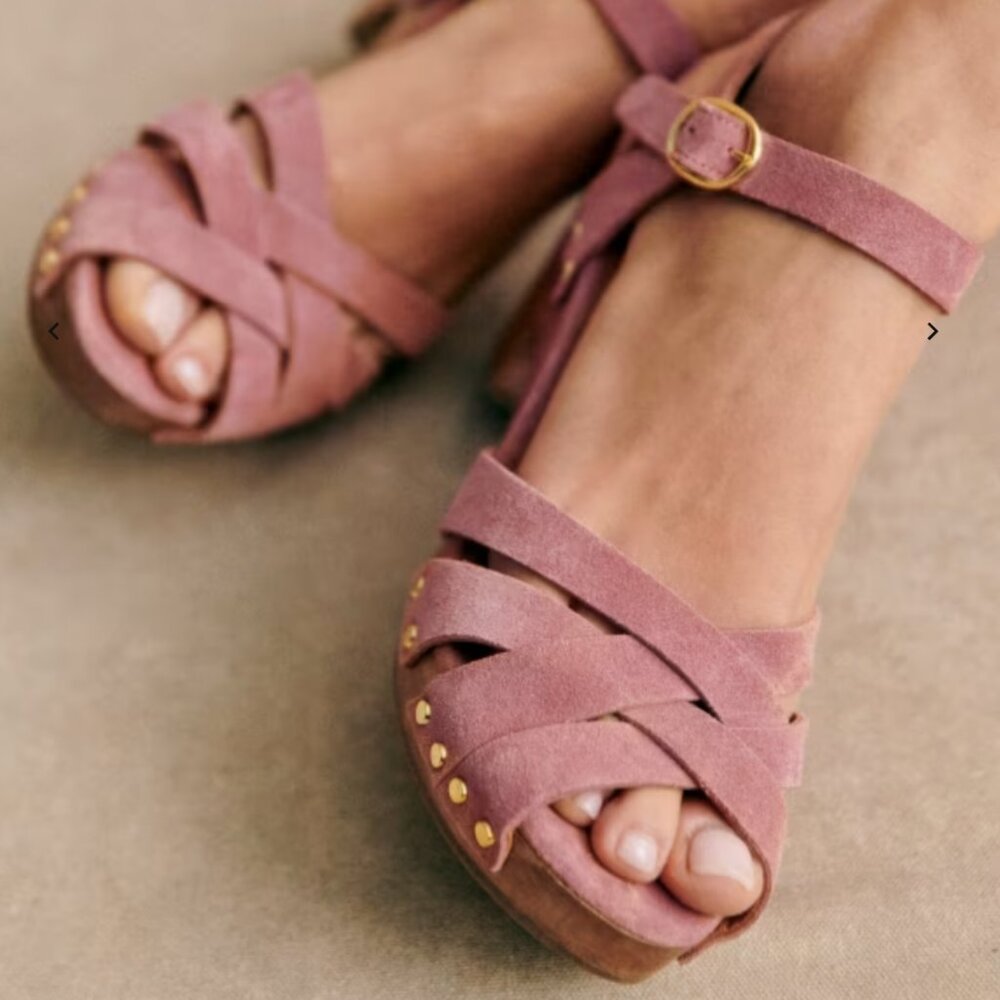 Sezane Isabelle High-heeled clogs, size 39, in color Blush